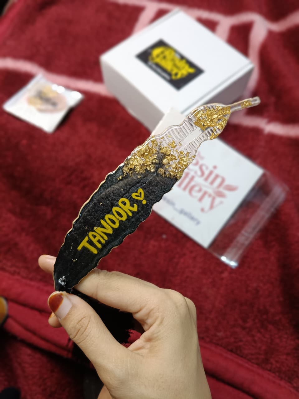 Golden Elegance Resin Bookmark