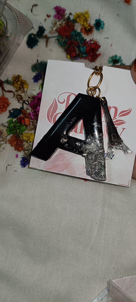 ✨ Customized Resin Alphabet Keychain – A Edition