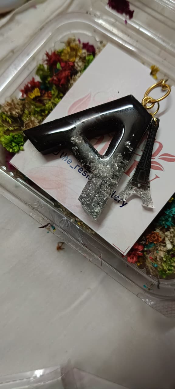 ✨ Customized Resin Alphabet Keychain – A Edition