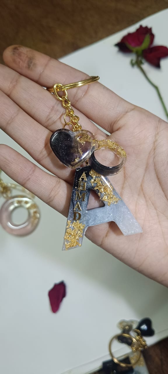 ✨ Customized Resin Alphabet Keychain – A Edition