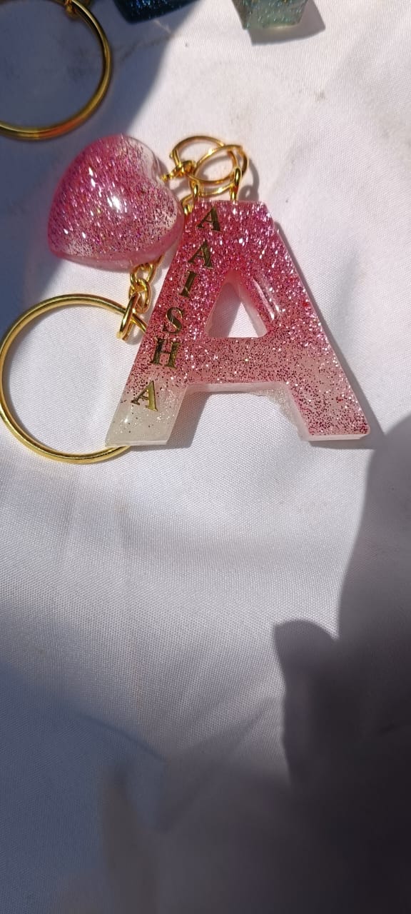 ✨ Customized Resin Alphabet Keychain – A Edition