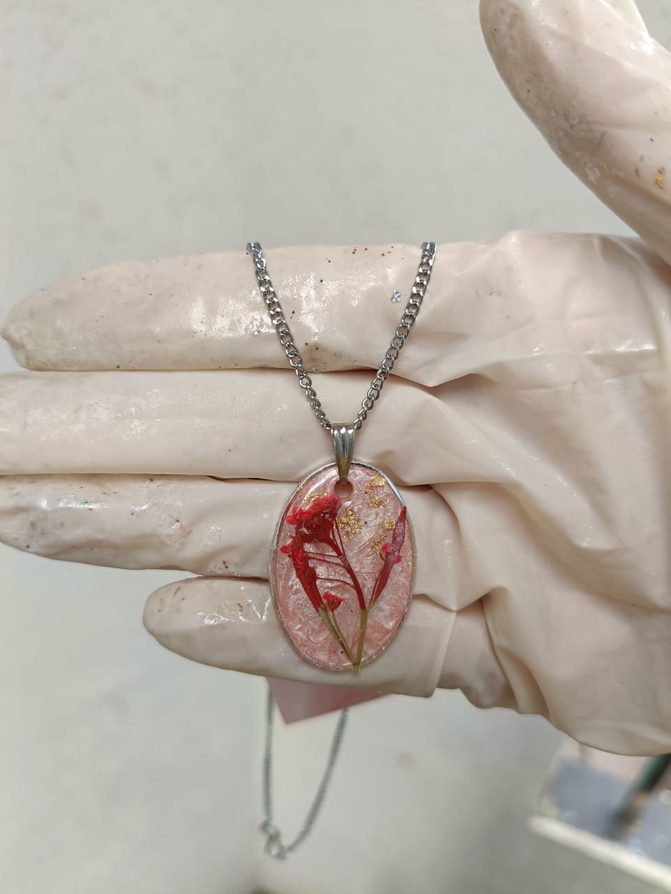 Blush Bloom Resin Pendant