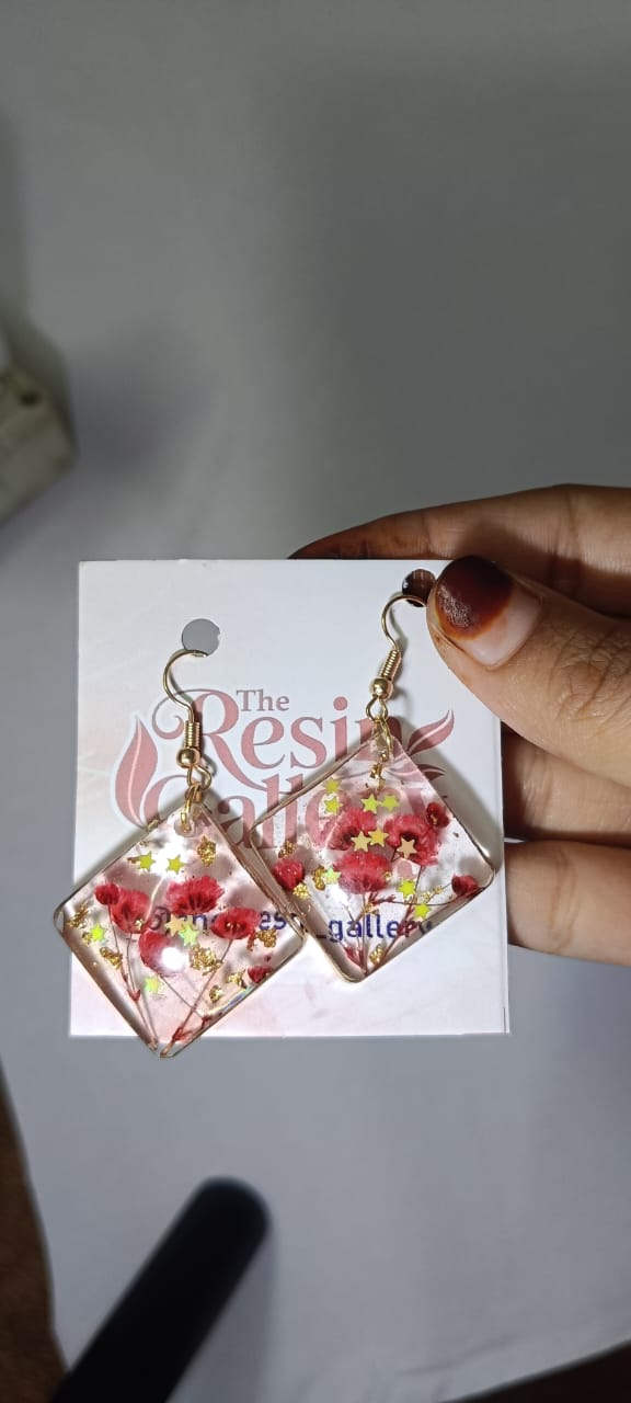 Starry Bloom Diamond Resin Earrings