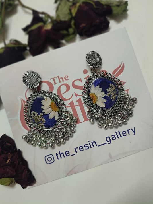 Midnight Daisy Resin Earrings