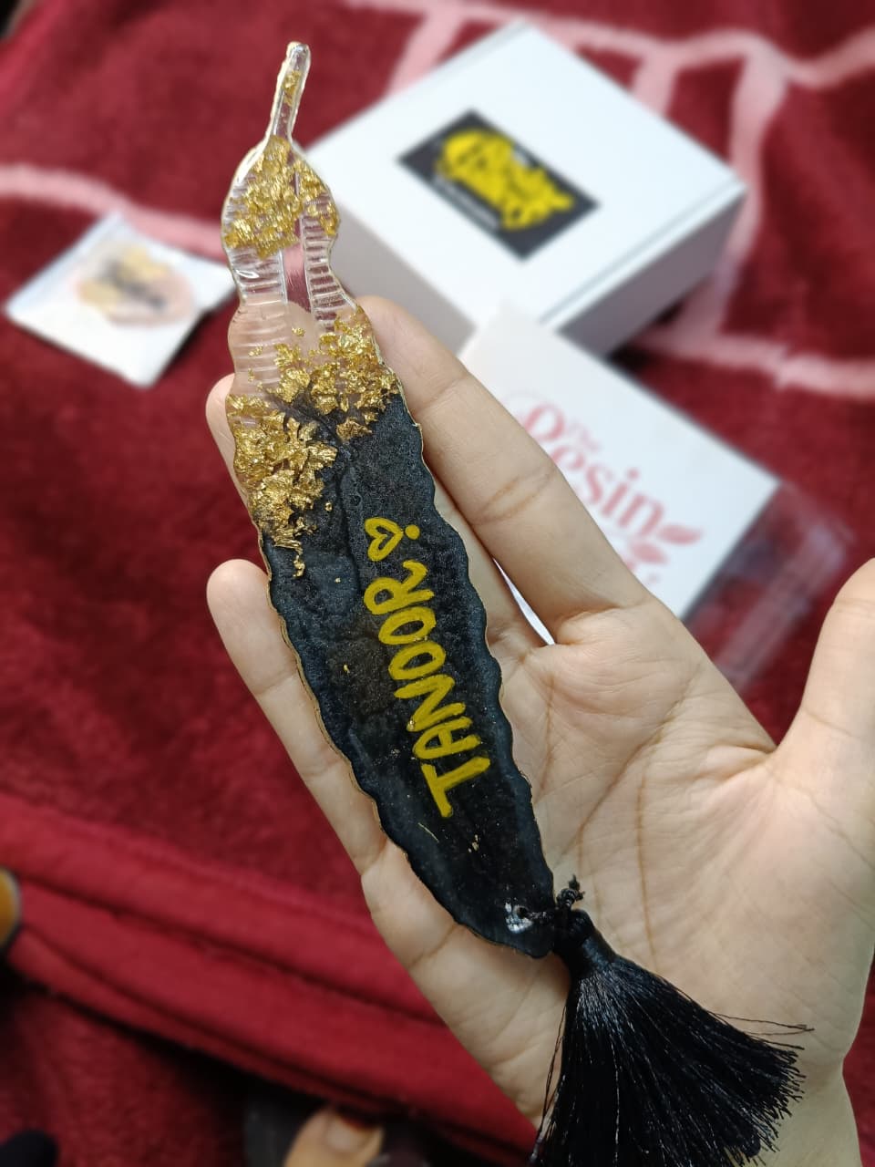 Golden Elegance Resin Bookmark