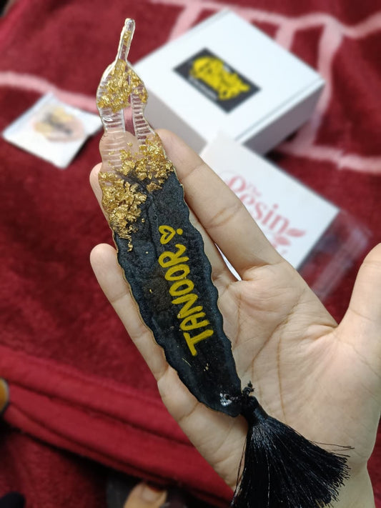 Golden Elegance Resin Bookmark