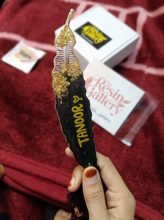 Golden Elegance Resin Bookmark