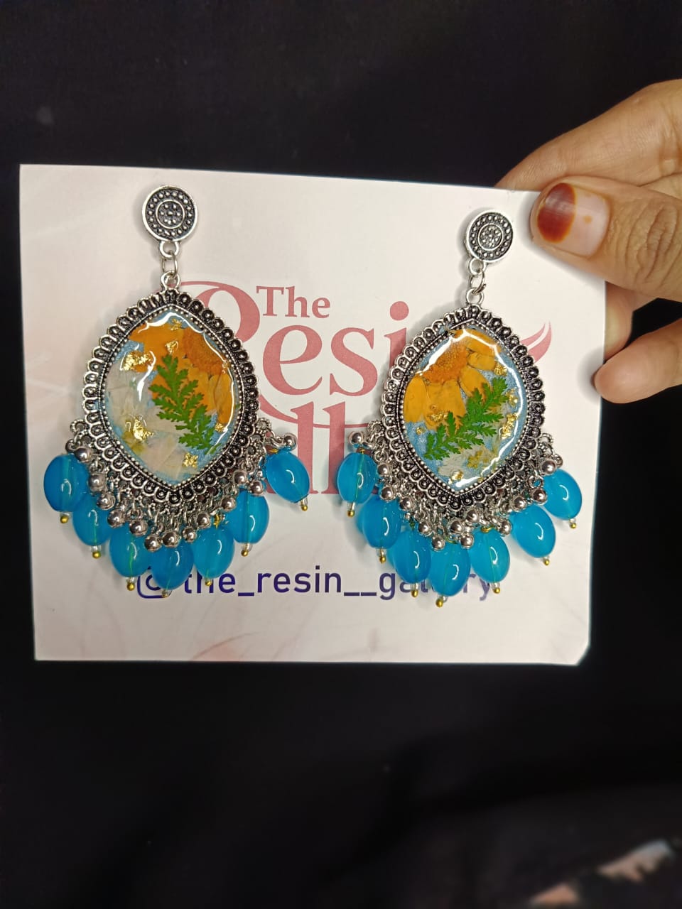 Sunflower Sky Resin Jewelry Set (Earrings & Pendant)