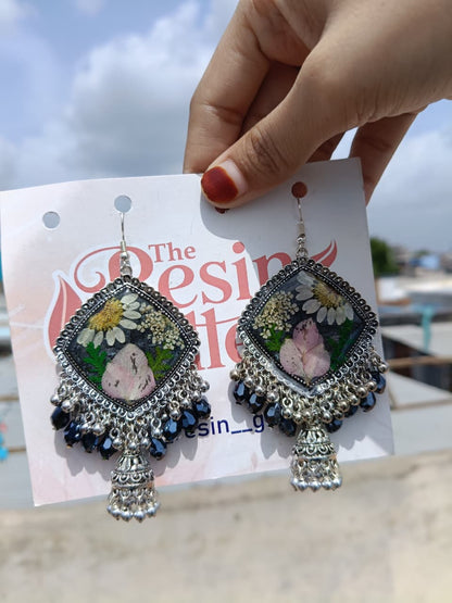 Eternal Garden Resin Jhumka Earrings