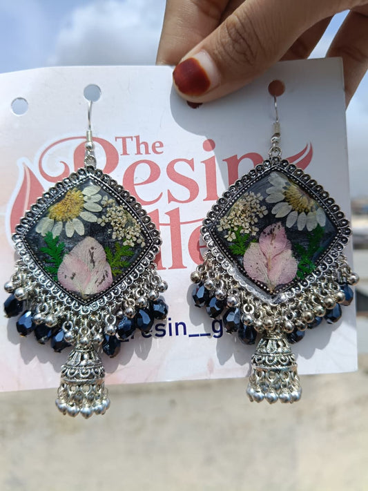 Eternal Garden Resin Jhumka Earrings
