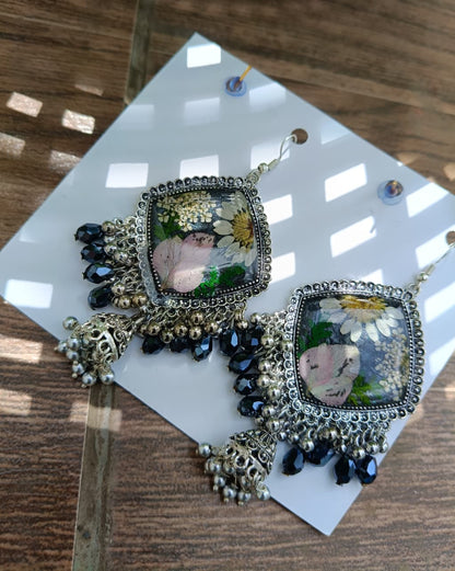 Eternal Garden Resin Jhumka Earrings