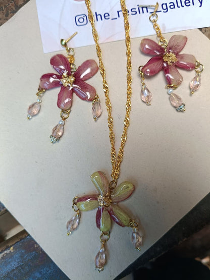 Blossom Glow Resin Jewelry Set