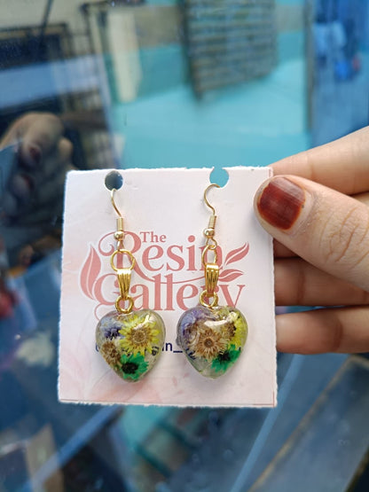 Floral Heart Resin Earrings