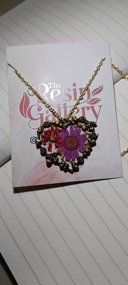 Vintage Heart Floral Pendant
