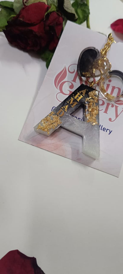 ✨ Customized Resin Alphabet Keychain – A Edition