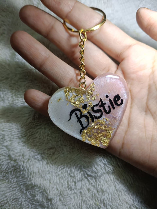 Eternal Blush Heart Keychain – Personalized Glitter Charm