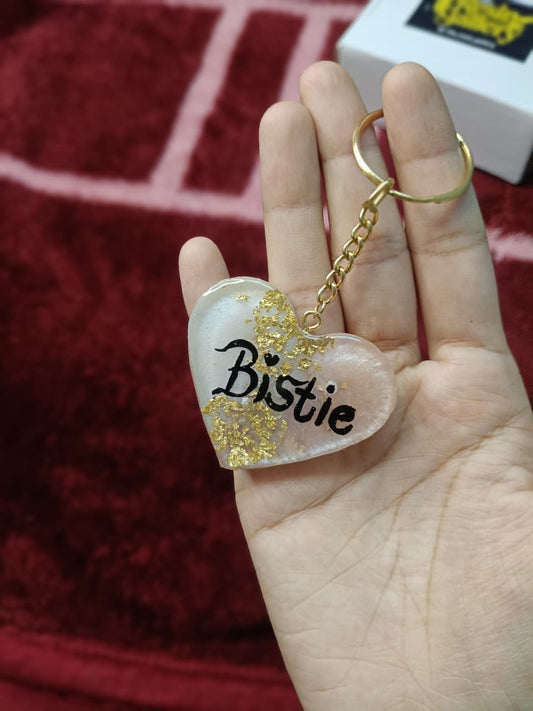 Eternal Blush Heart Keychain – Personalized Glitter Charm