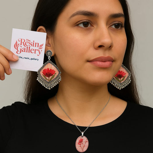 Blossom Elegance Resin Jewelry Set