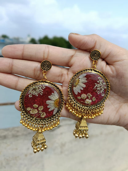 Royal Bloom Resin Jhumka Earrings
