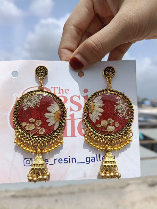 Royal Bloom Resin Jhumka Earrings