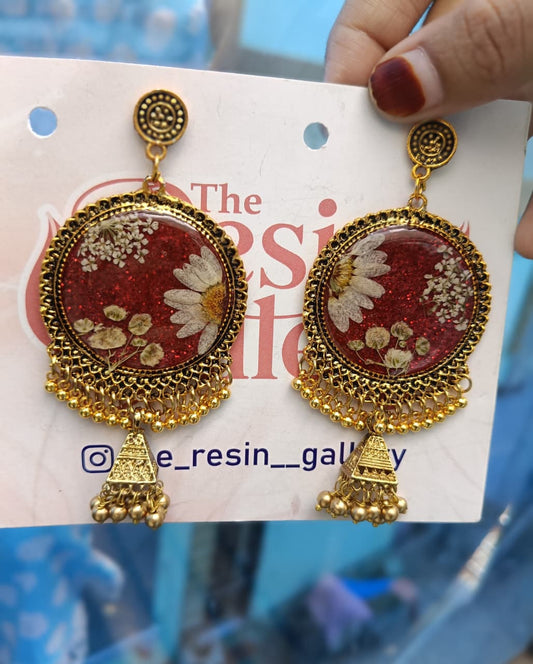 Royal Bloom Resin Jhumka Earrings