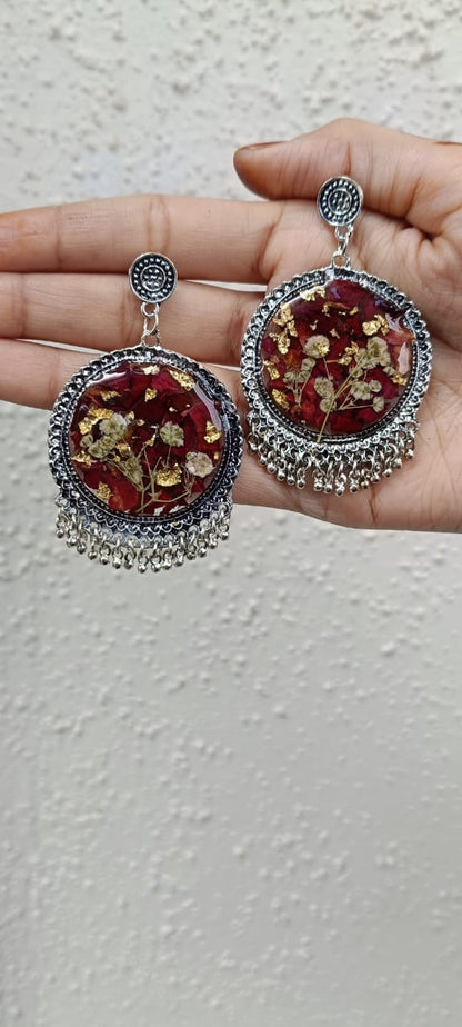 Regal Rose Oxidised Resin Earrings