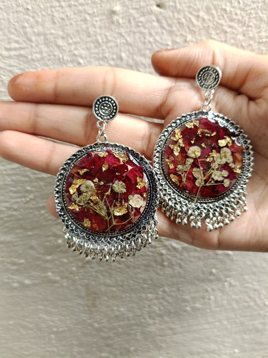 Regal Rose Oxidised Resin Earrings