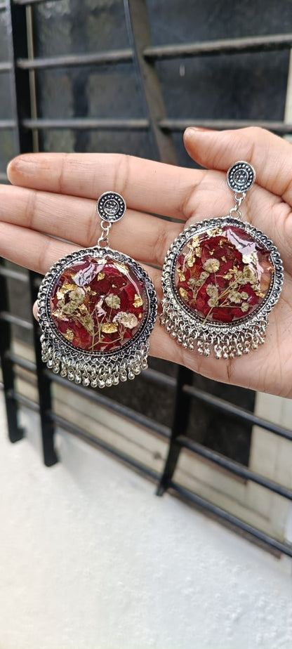 Regal Rose Oxidised Resin Earrings