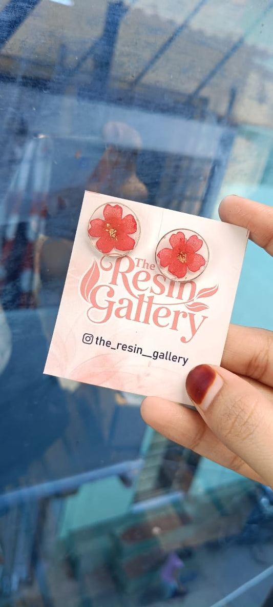 Blooming Scarlet Resin Studs ( Tops )