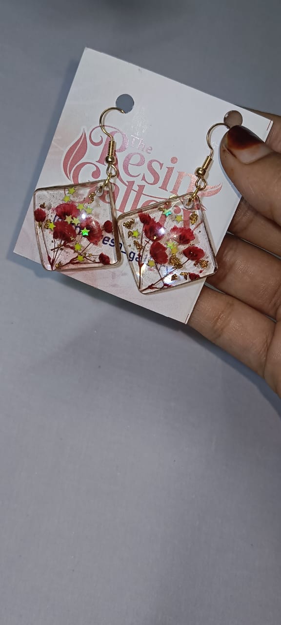 Starry Bloom Diamond Resin Earrings