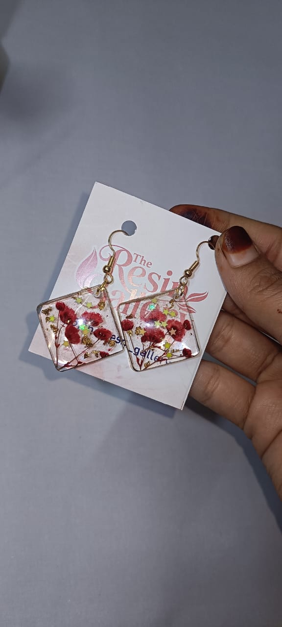Starry Bloom Diamond Resin Earrings