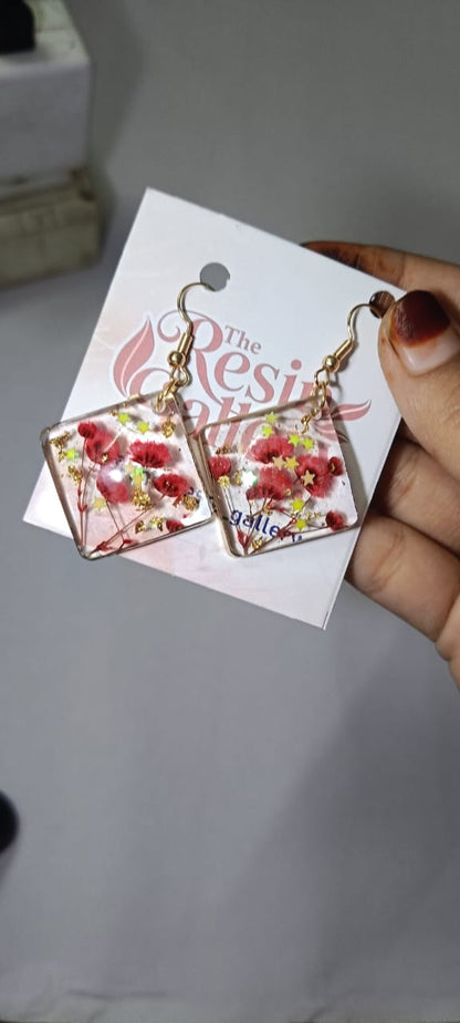 Starry Bloom Diamond Resin Earrings