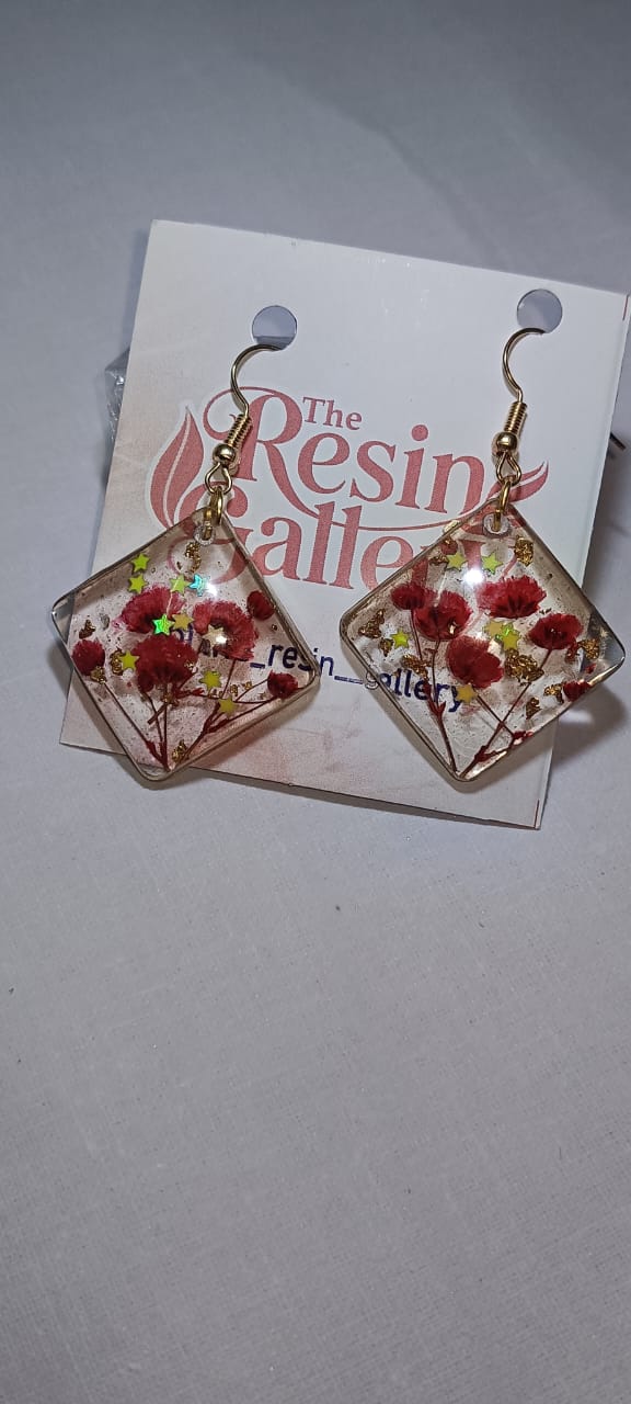 Starry Bloom Diamond Resin Earrings