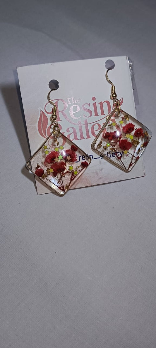 Starry Bloom Diamond Resin Earrings