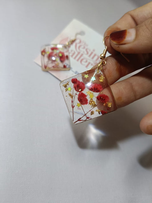 Starry Bloom Diamond Resin Earrings